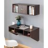 Basicwise Wall Mounted Computer Cabinet Floating Hutch, Brown QI003676B